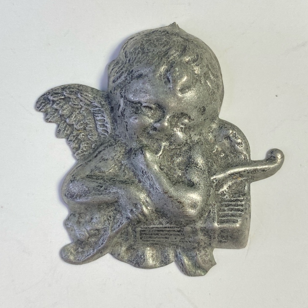 Vintage Cast Metal Cherub Angel Pendant